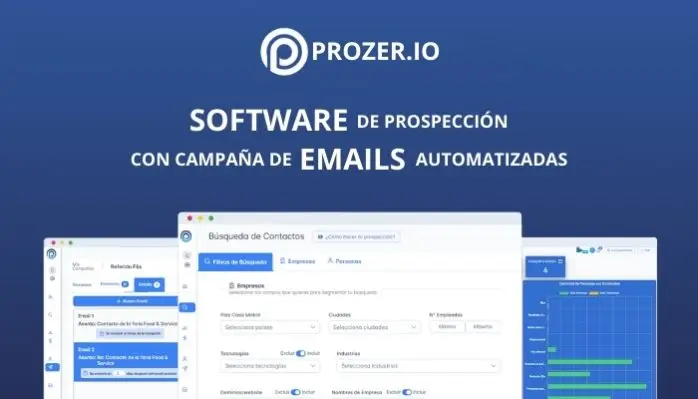 Blog 5 Interfaz del Software de Prospección Comercial de Prozer.io, con campaña de emails automatizados.