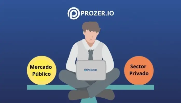 Blog 3 Persona trabajando con Prozer.io, mostrando las diferencias entre el mercado público y el sector privado